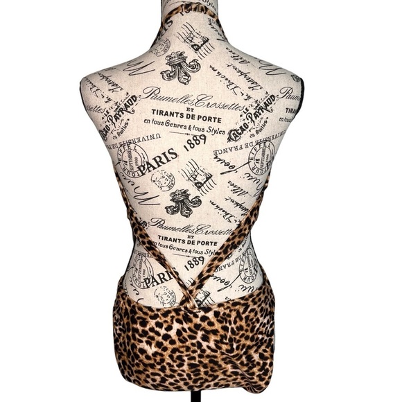 Express Leopard Print Deep V Neck High Side Cut Cut-Out Swimsuit Size L NWT - Picture 12 of 13
